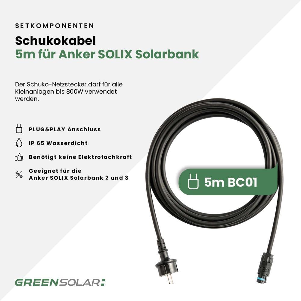 Balkonkraftwerk Basic 3600/800 black bifazial mit Balkonkraftwerkspeicher 2,7kWh "Anker SOLIX Solarbank 3 E-2700 Pro"