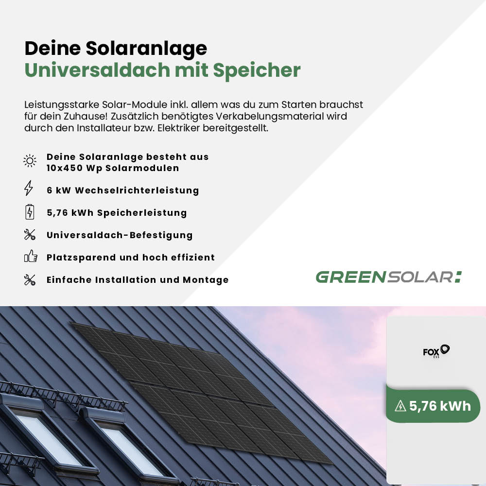 21100 Greensolar Solaranlage Universaldach 4kwp Mit Speicher 02