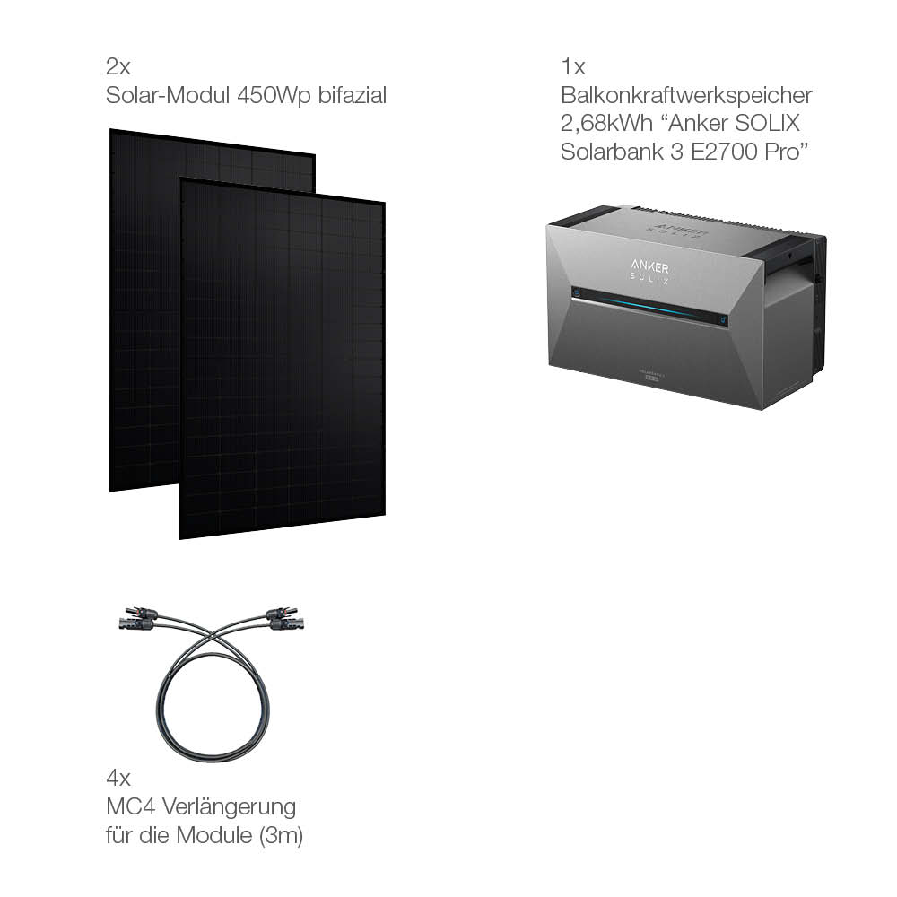 20400 Balkonkraftwerk Basic 900:800 Bifazial Mit Anker Solarbank 3 E 2700 Pro 15 20400 Balkonkraftwerk Basic 900:800 Bifazial Mit Anker Solarbank 3 E 2700 Pro 15