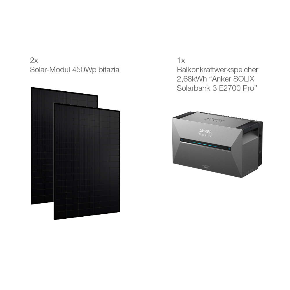 20400 Balkonkraftwerk Basic 900:800 Bifazial Mit Anker Solarbank 3 E 2700 Pro 15 20400 Balkonkraftwerk Basic 900:800 Bifazial Mit Anker Solarbank 3 E 2700 Pro 15