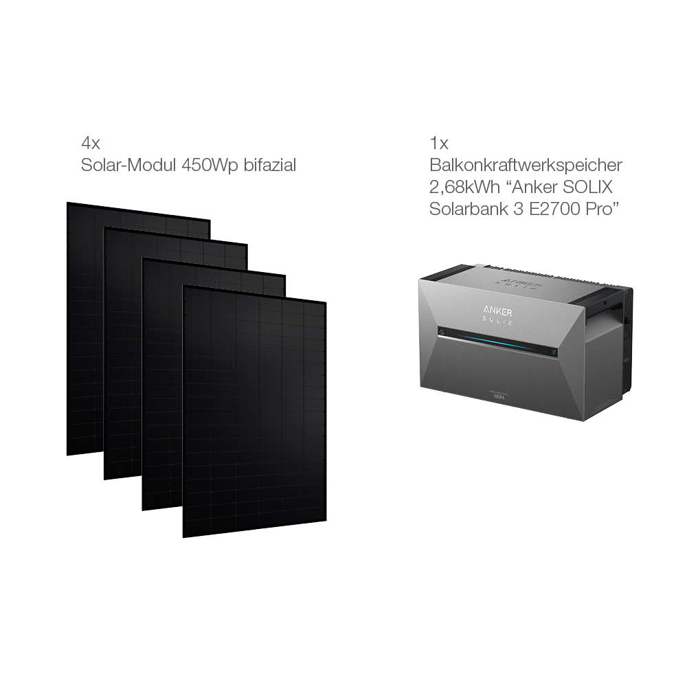 20401 Balkonkraftwerk Basic 1800:800 Bifazial Mit Anker Solarbank 3 E 2700 Pro 15 20401 Balkonkraftwerk Basic 1800:800 Bifazial Mit Anker Solarbank 3 E 2700 Pro 15