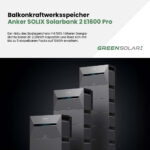 20401 Greensolar Balkonkraftwerk 1800 800 Mit Balkonkraftwerkspeicher Anker Solix Solarbank 310