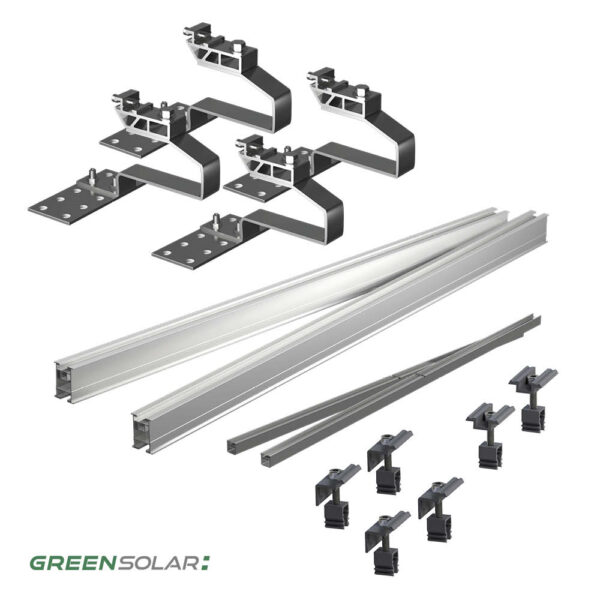 25099 Greensolar Ziegeldachbefestigung Grundset & Erweiterung Fuer 3 Module 01