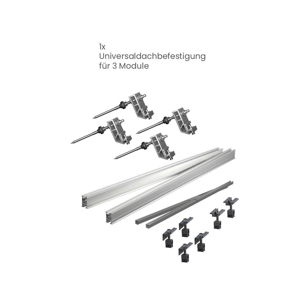 25100 Greensolar Universaldachbefestigung Grundset & Erweiterung Fuer 3 Module 03 25100 Greensolar Universaldachbefestigung Grundset & Erweiterung Fuer 3 Module 03
