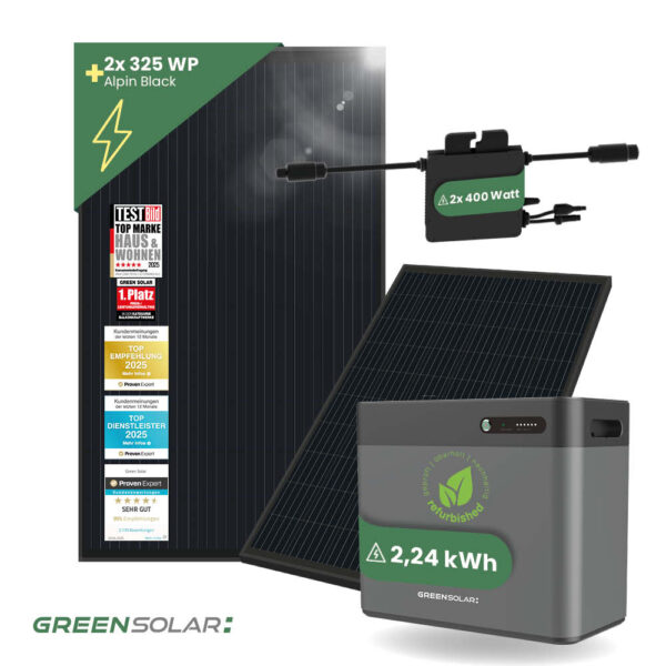 20466 Greensolar Sonnenkraftwerk 325 400 Balkonkraftwerkspeicher Refurbished 2 24 Kwh 01