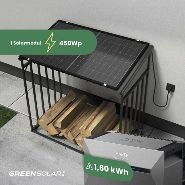 20614 Greensolar Kaminholzregal 450 400 Mit Plane Mit Balkonkraftwerk Speicher Anker Solix Solarbank 2 01