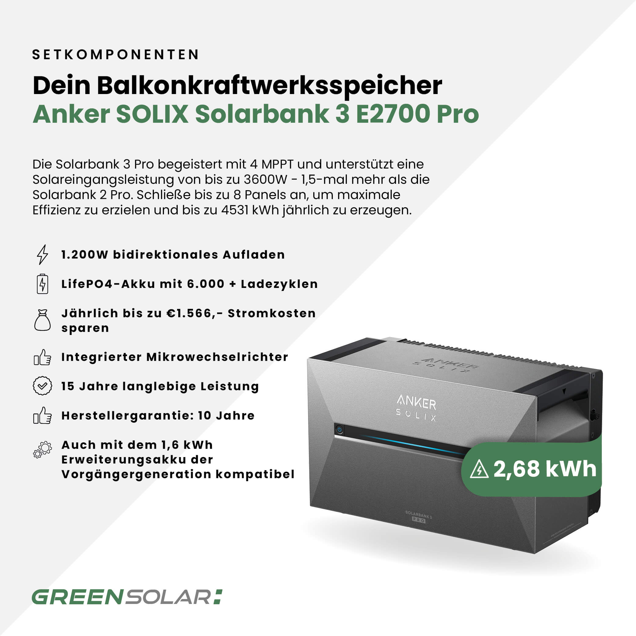 20616 Greensolar Kaminholzregal 900 Mit Balkonkraftwerk Speicher Anker Solix Solarbank 08