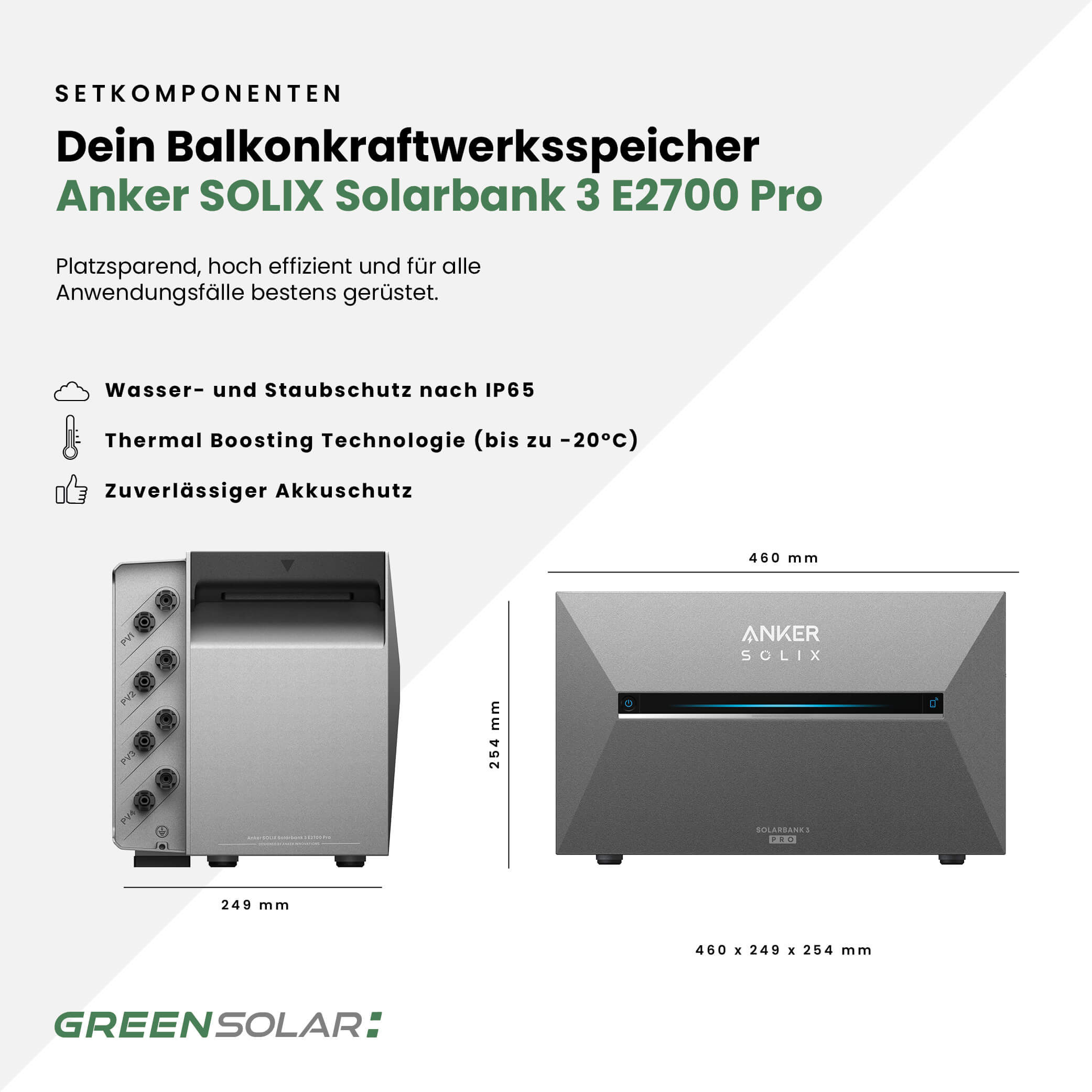 20616 Greensolar Kaminholzregal 900 Mit Balkonkraftwerk Speicher Anker Solix Solarbank 10